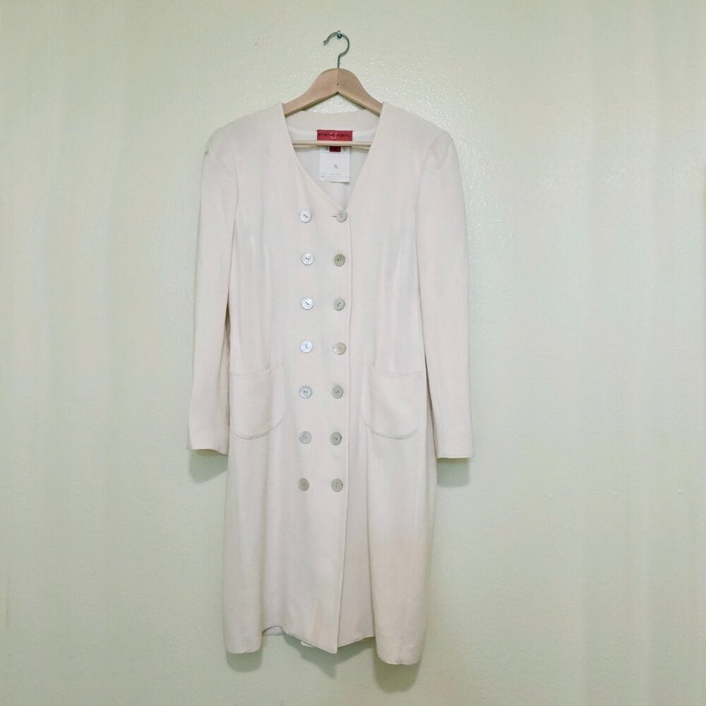 Emanuel Ungaro Cream Double-Breasted Coat Dress